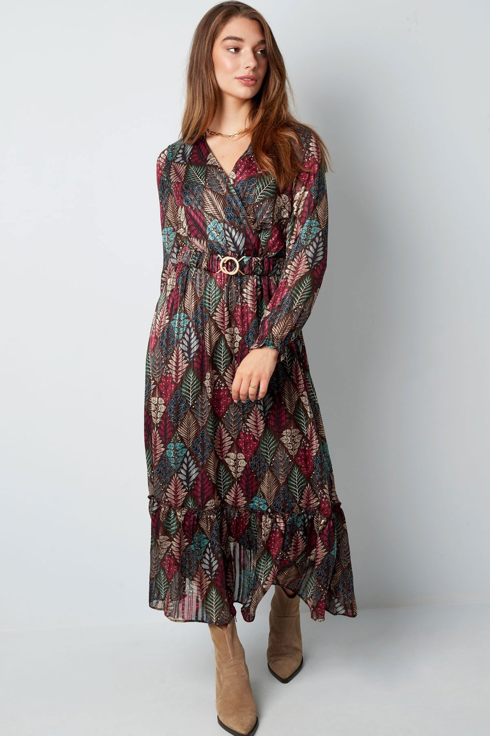 Maxikleid Herbstdruck Beige Multi h5Bild6